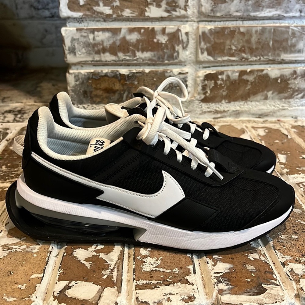 Black and white Nike Air Max shoes